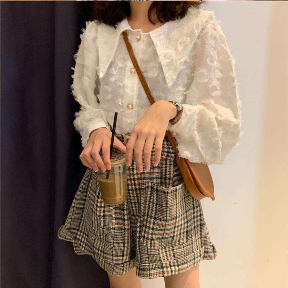 NWT Sheer White Blouse with fuzzy dots